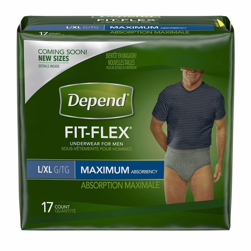 Depend FIT-FLEX Incontinence Underwear for Men, Maximum Absorbency, L/XL