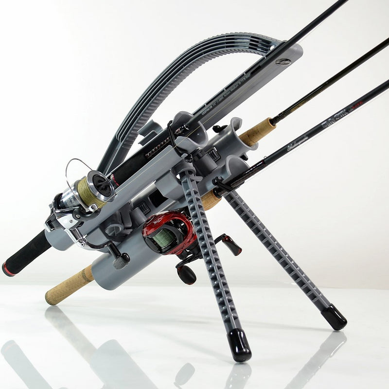 Rod-Runner Express Fishing Rod Rack - Gray | Portable Fishing Rod Holder Caddy