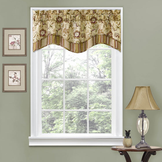 Traditions By Waverly 14312052016ANT Navarra Floral 52-Inch by 16-Inch Window Valance, Antique