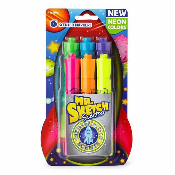 Mr. Sketch 1938416 Scented Markers, Chisel Tip, Intergalactic Neon, 6-Count