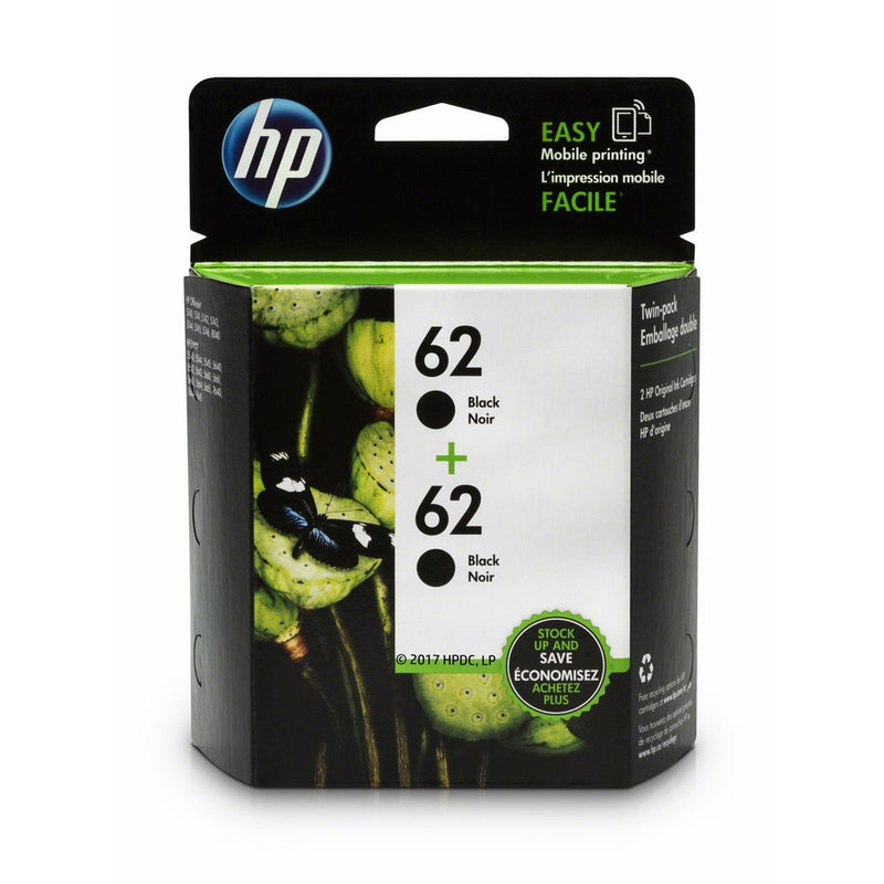 HP 62 Black Original Ink Cartridge (C2P04AN), 2 Cartridges (T0A52AN) for HP ENVY 5540 5541 5542 5543 5544 5545 5547 5548 5549 5640 5642 5643 5644 5660 5661 5663 5664 5665 7640 7643 7644 7645 HP Officejet 200 250 258 5740 5741 5742 5743 5744 5745 5746 8040