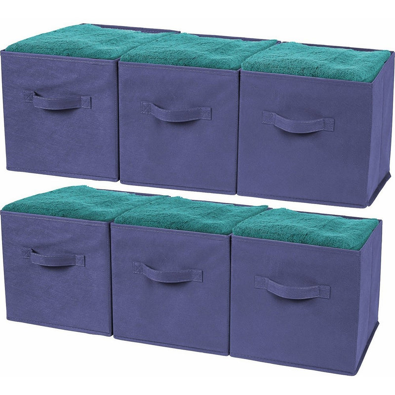 Greenco Foldable Storage Cubes Non-woven Fabric -6 Pack-(Navy Blue)