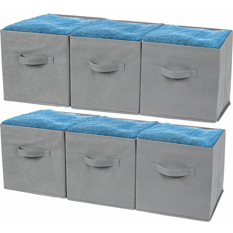 Greenco Foldable Storage Cubes Non-woven Fabric -6 Pack-(Gray)