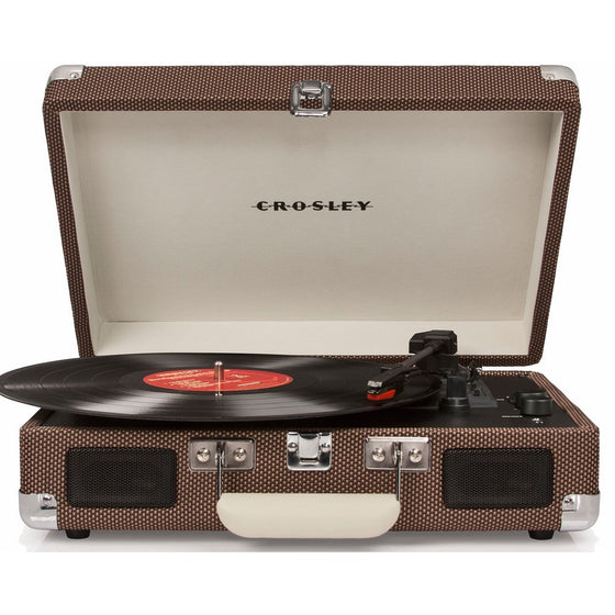 Crosley CR8005D-TW Cruiser Deluxe Portable 3-Speed Turntable with Bluetooth, Tweed
