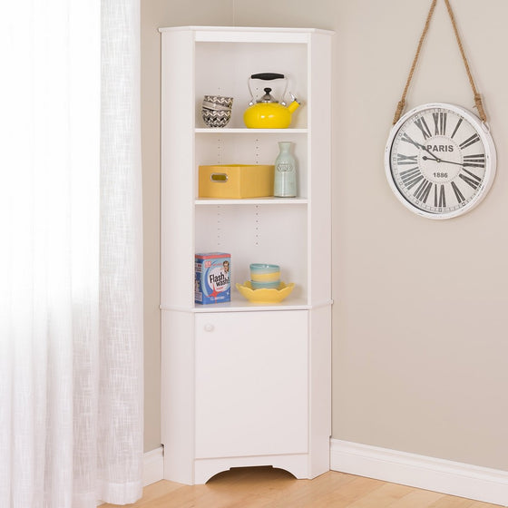 Prepac WSCC-0604-1 Home, Elite Tall 1-Door Corner Storage Cabinet, White