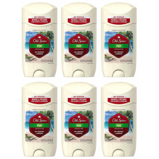 Old Spice Antiperspirant and Deodorant for Men, Fresher Collection, Fiji Invisible Solid, Coconut & Tropical Wood Scent, 2.6 Oz (Pack of 6)