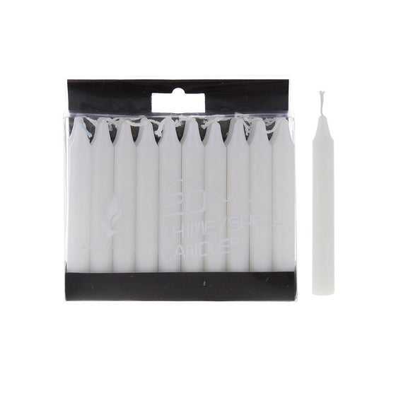 Mega Candles - Unscented 4" Mini Chime Ritual Spell Taper Candle - White, Set of 20