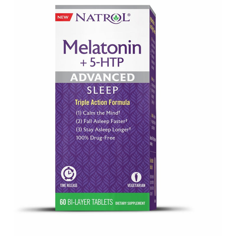 Natrol Advanced Sleep Melatonin 5 HTP Bi-Layer Tablets, 60 Count