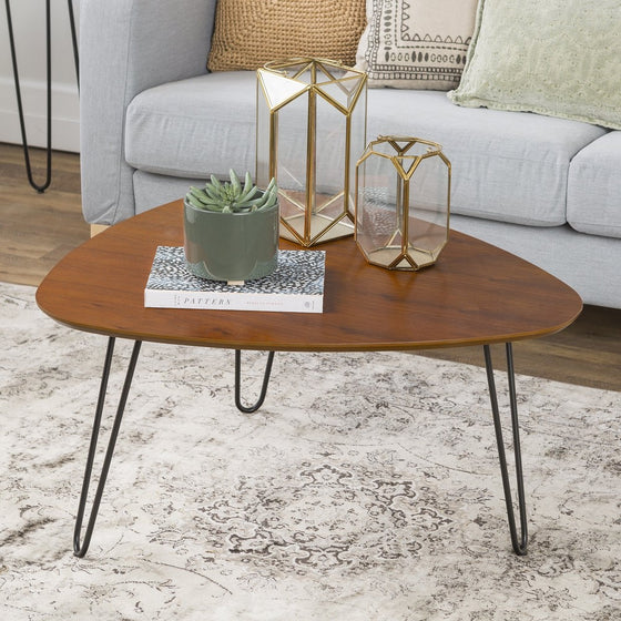 WE Furniture 32" Hairpin Leg Wood Coffee Table - Walnut