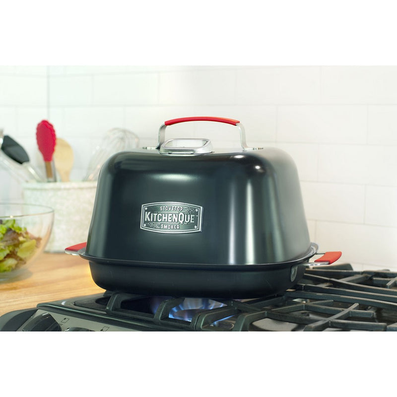 Charcoal Companion CC4132 Kitchenque Stovetop Smoker, 15.5" x 12.7"x 9.7", Black