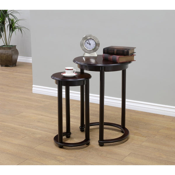 Frenchi Home Furnishing Round Nesting Table, 2-Piece, Espresso