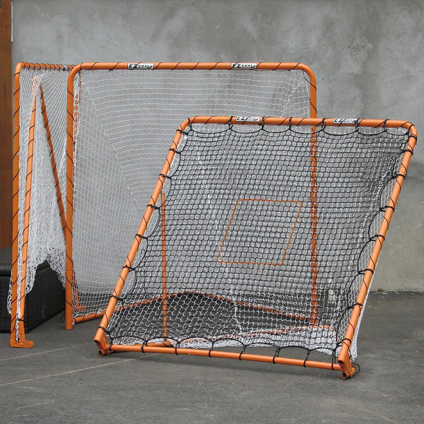 EZGoal 87615 EZ Goal Official Regulation Folding Metal Lacrosse Goal with Throwback Kit - 6' x 6'