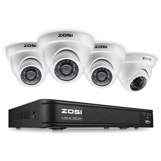 ZOSI 4CH Full D1 960H Recording Home CCTV DVR 4PCS HD 800TVL 24IR Indoor Day&Night Color CMOS Cameras 65ft Night Vision Surveillance Smart Security Kit NO HDD