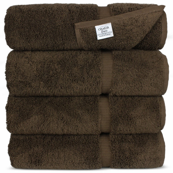 Chakir Turkish Linens Turkish Cotton Luxury Hotel & Spa Bath Towel, Bath Towel - Set of 4, Cocoa