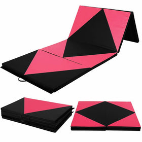 Giantex 4'x10'x2 Thick Folding Panel Gymnastics Mat Gym Fitness Exercise Pink/black by Vympel