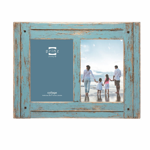 Prinz 2 Opening Homestead Antique Wood Collage Frame, 5 x 7", Blue