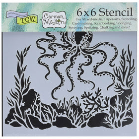 Crafters Workshop TCW607S Template, 6" x 6", Octopus, White