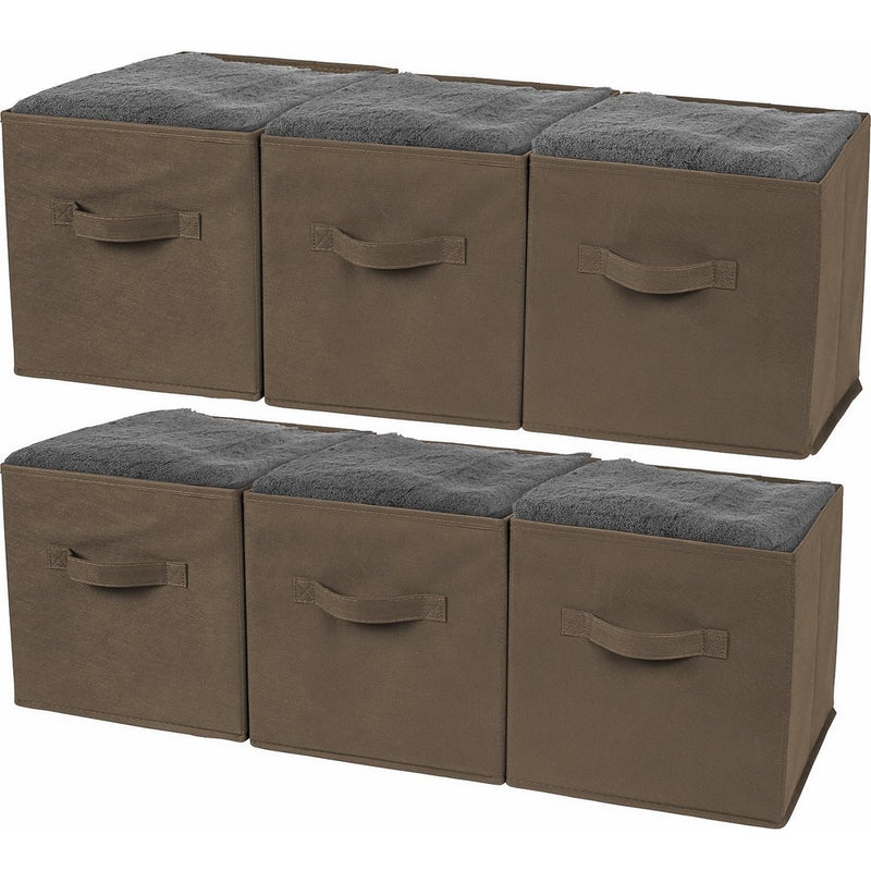 Greenco Foldable Storage Cubes Non-woven Fabric -6 Pack-(Brown)