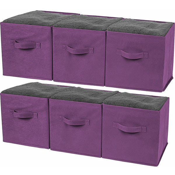 Greenco Foldable Storage Cubes Non-woven Fabric -6 Pack-(Purple)