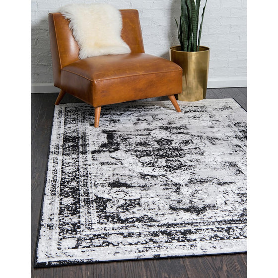 Unique Loom Sofia Collection Traditional Vintage Black Home Décor Area Rug (5' x 8')