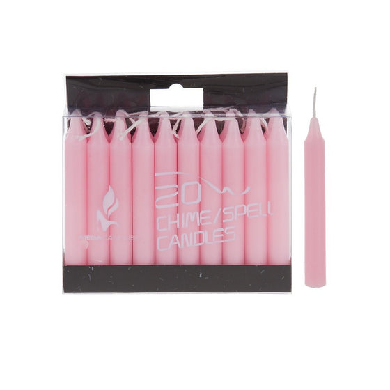 Mega Candles - Unscented 4" Mini Chime Ritual Spell Taper Candle - Pink, Set of 20