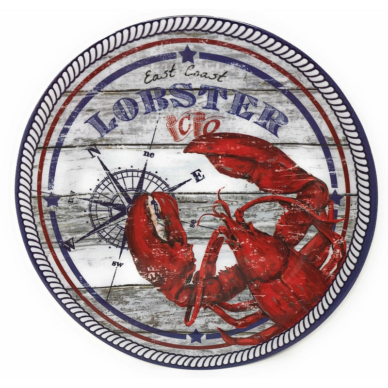 Nantucket Home East Coast Lobster Melamine Dinner Plates, 10.5-Inch, Set of 4