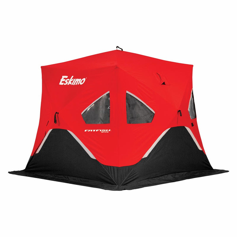 Eskimo FF949 FatFish 3-4 Person Pop Up Portable Ice Shelter, Red/Black