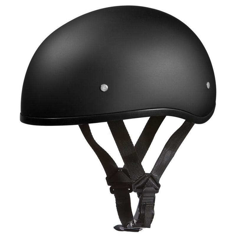 Daytona Helmets D1-BNS Skull Cap Style Motorcycle Helmet Bundle with Head Wrap and Cloth Draw String Bag, Dull Black, X-Large