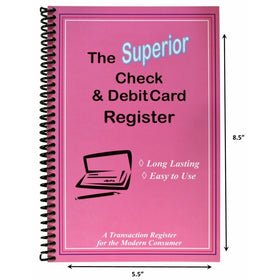 The Superior Check and Debit Card Register (Pink) 5.5" x 8.5"