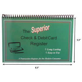 The Superior Check and Debit Card Register W I D E edition - Teal