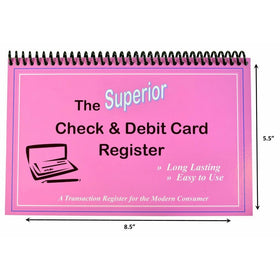 The Superior Check and Debit Card Register W I D E edition - Pink