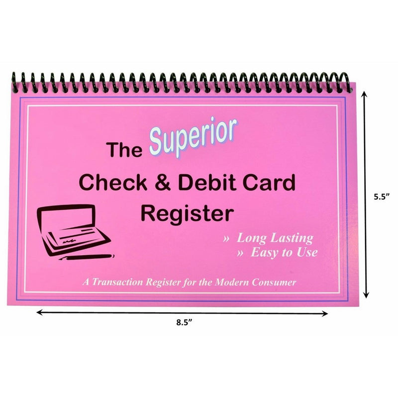 The Superior Check and Debit Card Register W I D E edition - Pink