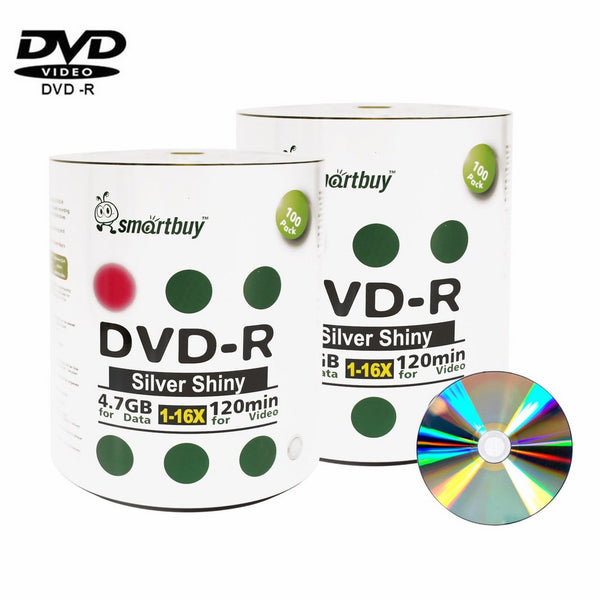 Smart Buy 200 Pack Dvd-r 4.7gb 16x Shiny Silver Blank Data Video Movie Recordable Media Disc, 200 Disc 200pk