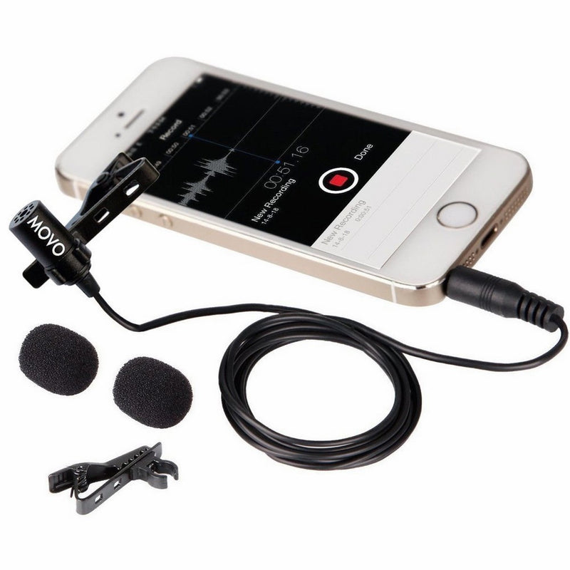 Movo PM10 Deluxe Lavalier Lapel Clip-on Omnidirectional Condenser Microphone for Apple iPhone, iPad, iPod Touch, Android & Windows Smartphones