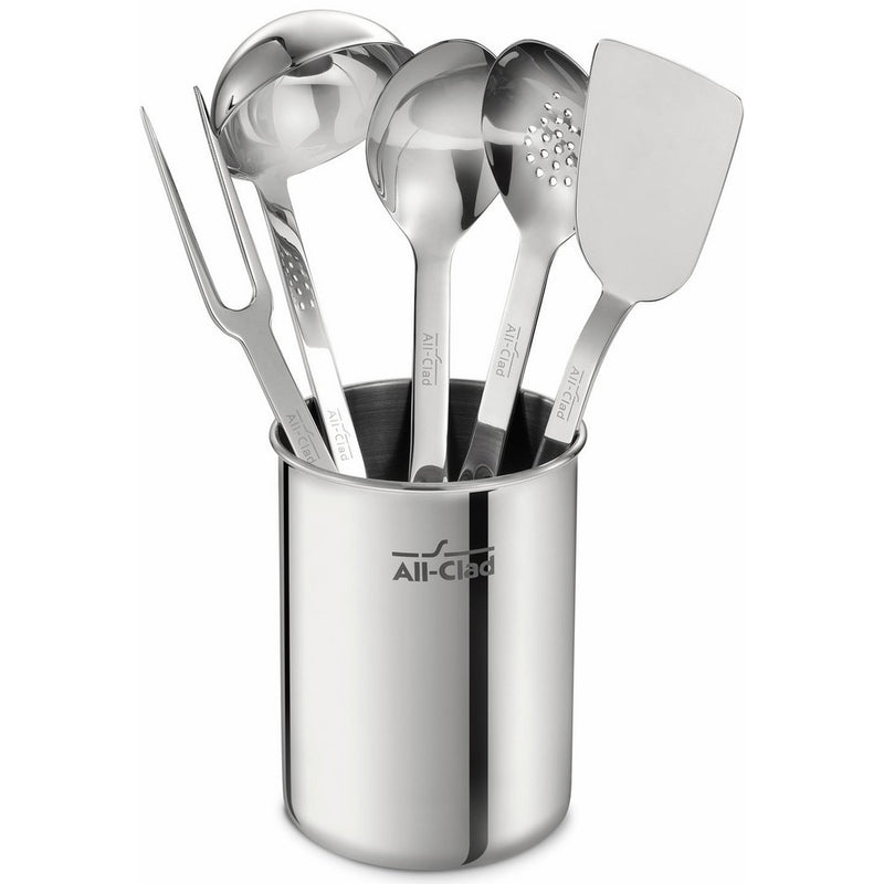 All-Clad TSET1 Stainless Steel Kitchen Tool Set Caddy Included, 6-Piece, Silver