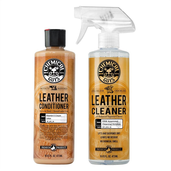 Chemical Guys SPI_109_16 Leather Cleaner and Conditioner Complete Leather Care Kit (16 oz) (2 Items)