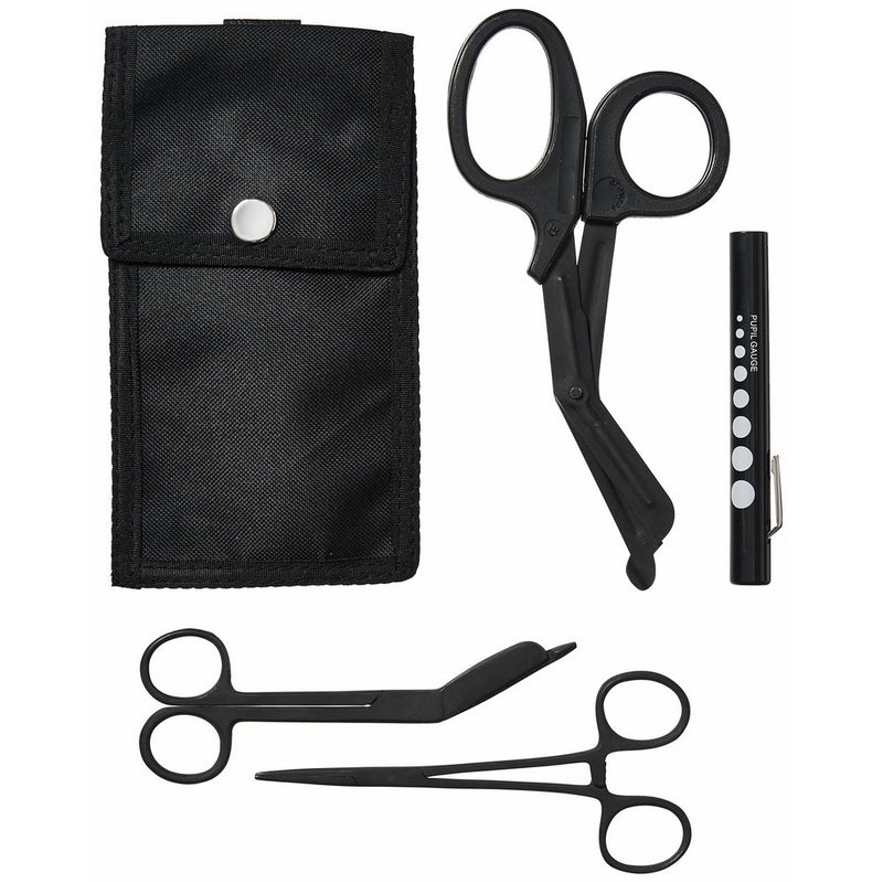 Rescue Essentials Shears EMT/Scissors Combo Pack with Holster, Tactical All Black