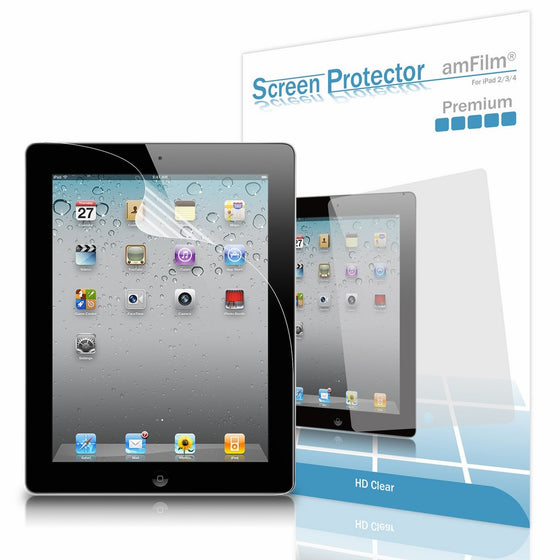 amFilm iPad 2 Screen Protector HD Clear for Apple iPad 4/3/2 and iPad with Retina Display (2-Pack) (NOT for iPad Air/iPad 5)