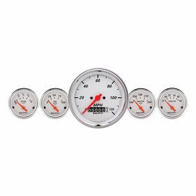 Auto Meter 1340 Arctic White Fuel/Oil/Speedo/Volt/Water 5 Gauge Set