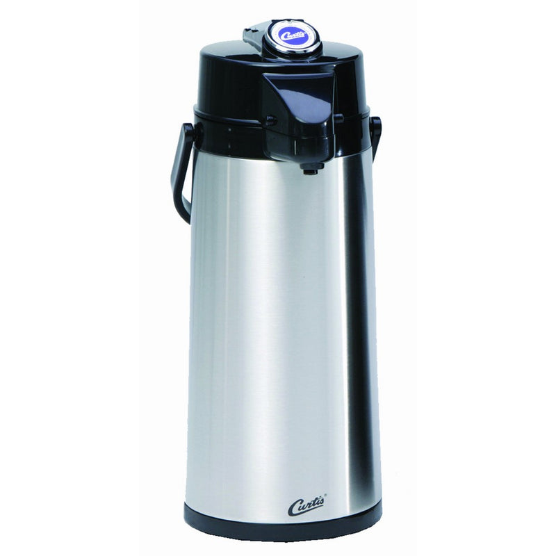 Wilbur Curtis Thermal Dispenser Air Pot, 2.2L S.S. Body S.S. Liner Lever Pump - Commercial Airpot Pourpot Beverage Dispenser - TLXA2201S000 (Each)