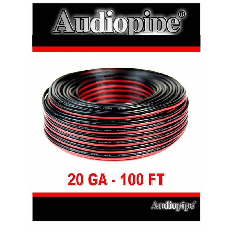 Audiopipe 100' Feet 20 GA Gauge Red Black 2 Conductor Speaker Wire Audio Cable