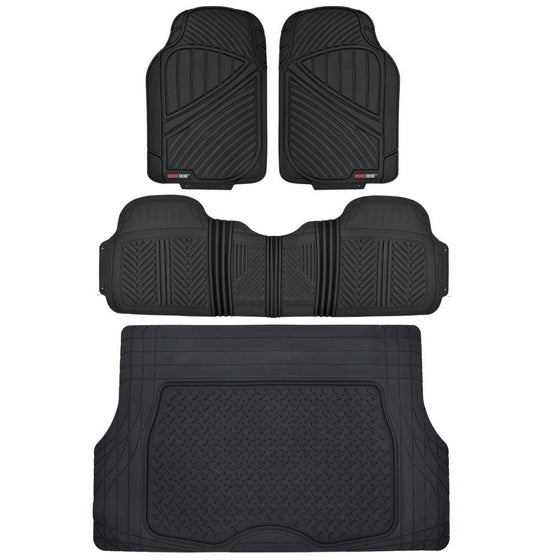 Motor Trend Flextough Rubber Car Floor Mats & Cargo Trunk Mat Set Black Heavy Duty - Odorless, Extreme Duty (Black)