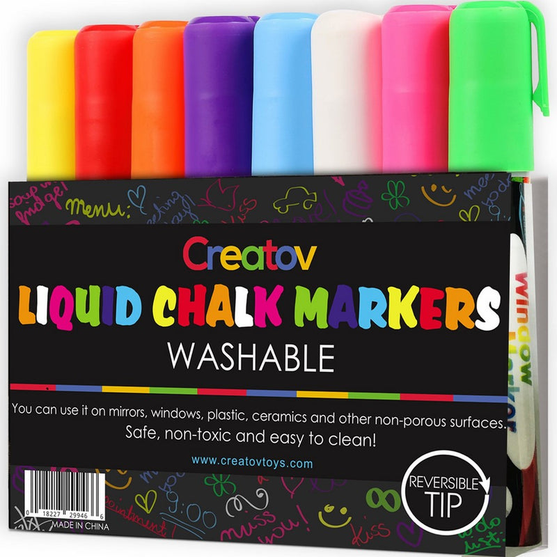 Liquid Chalk Markers Chalkboard Pens - 8 Pack Window Marker Chalk Pens For Blackboards Erasable Chalk Blackboard Pen Chalkboards Washable Wet Dry Erase Glass Markers Non Toxic Safe & Easy To Use