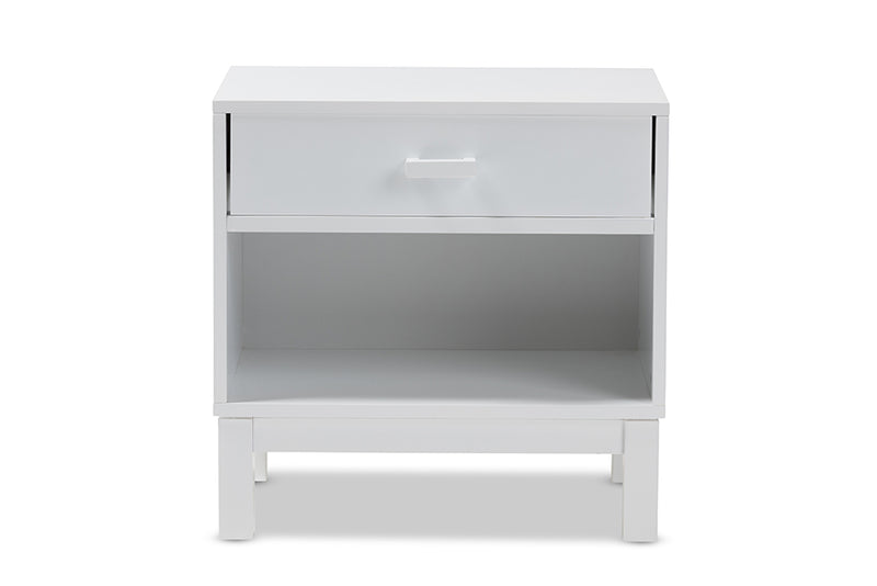 Baxton Studio Deirdre Modern and Contemporary White Wood 1-Drawer Nightstand