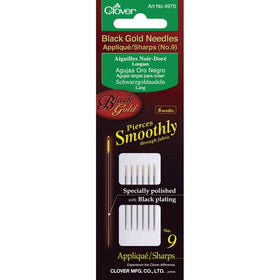 Clover No.10 Needles Applique/Sharps, Black/Gold