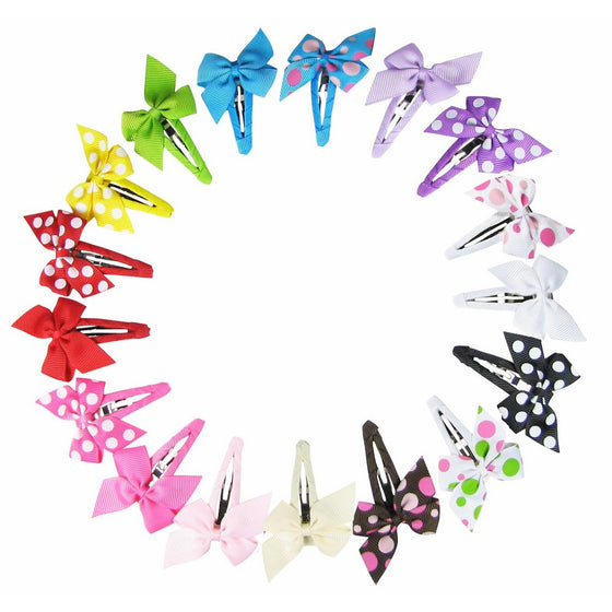 HipGirl Boutique Girls Pinwheel Hair Bow Snap Clips/Barrettes, Multi Color, 1.5 Inch