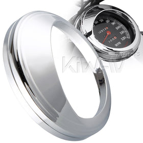 KiWAV for 5" speedometer gauge tank mounted cover trim ring bezel aluminum visor style chrome for Harley-Davidson