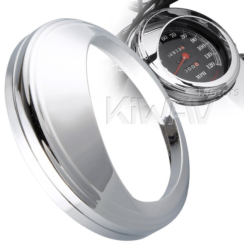 KiWAV for 5" speedometer gauge tank mounted cover trim ring bezel aluminum visor style chrome for Harley-Davidson