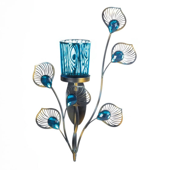 Peacock-Inspired Candle Sconce