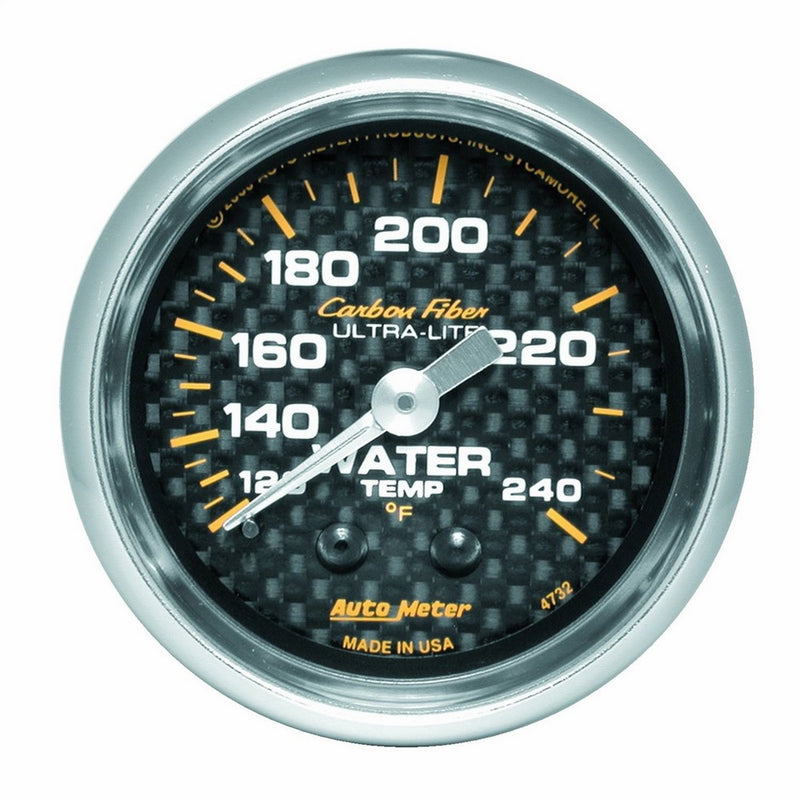 Auto Meter 4732 Carbon Fiber Mechanical Water Temperature Gauge